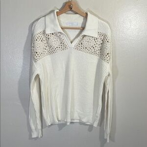 NWOT Design History Ivory Crochet Detail Sweater